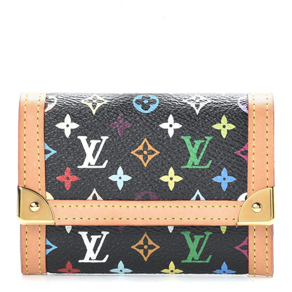 Louis Vuitton Monogram Multicolor Porte-Monnaie Plat Coin Purse Black 1 of 7
