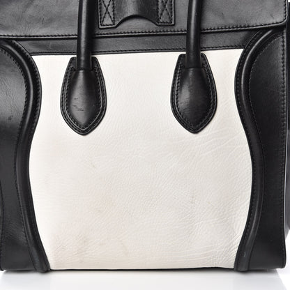 Celine Smooth Calfskin Shrunken Lambskin Mini Bi-Color Luggage Black White 22 of 31