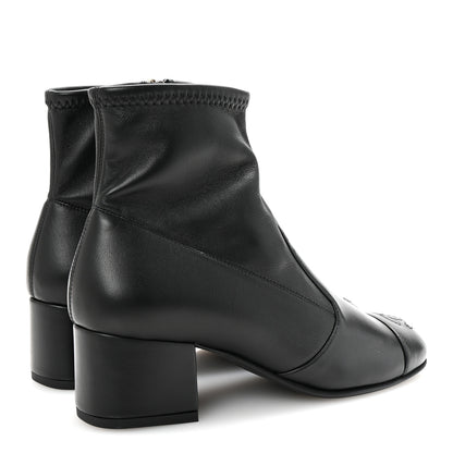 Chanel Stretch Lambskin Cap Toe CC Short Boots 35 Black 5 of 9