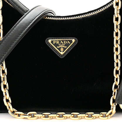 Prada Velvet Nappa Mini Re-Edition Shoulder Bag Black 9 of 12