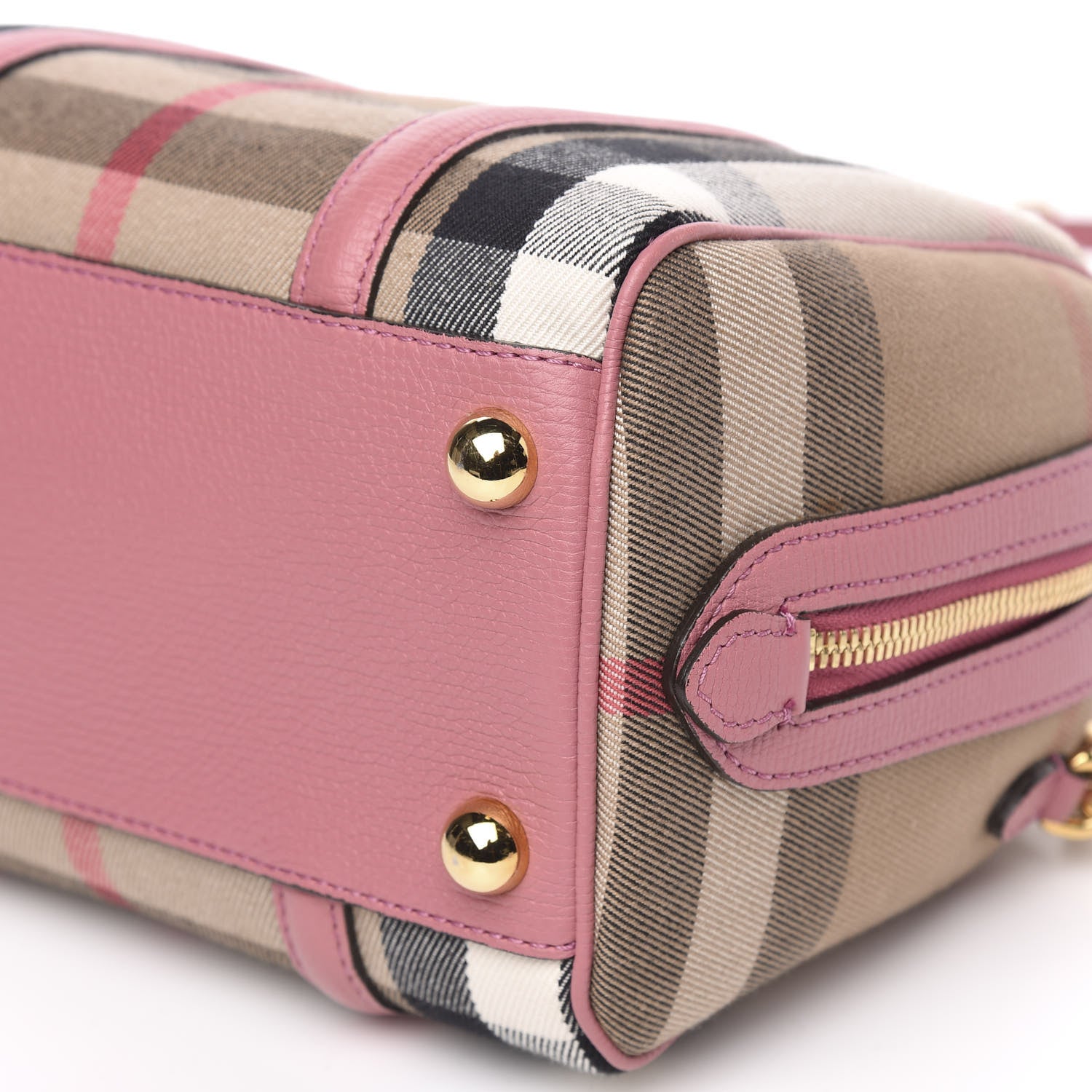 Burberry House Check Derby Calfskin Small Alchester Bowling Bag Mauve Pink 9 of 9