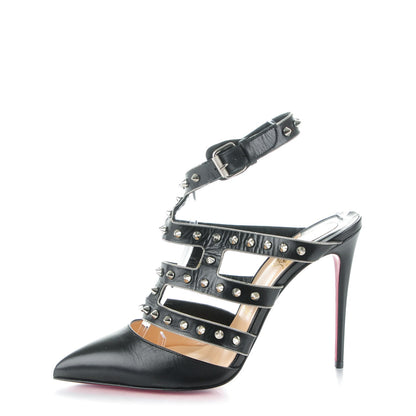 Christian Louboutin Kid Tchicaboum 100 Pumps 39.5 Black Silver 1 of 7