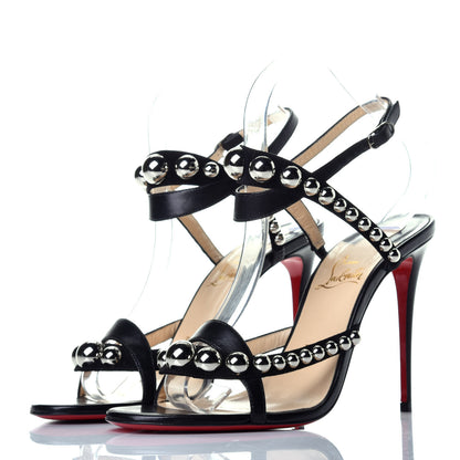 Christian Louboutin Shiny Nappa Suede Galeria 100 Sandals 38.5 Black Silver 3 of 9