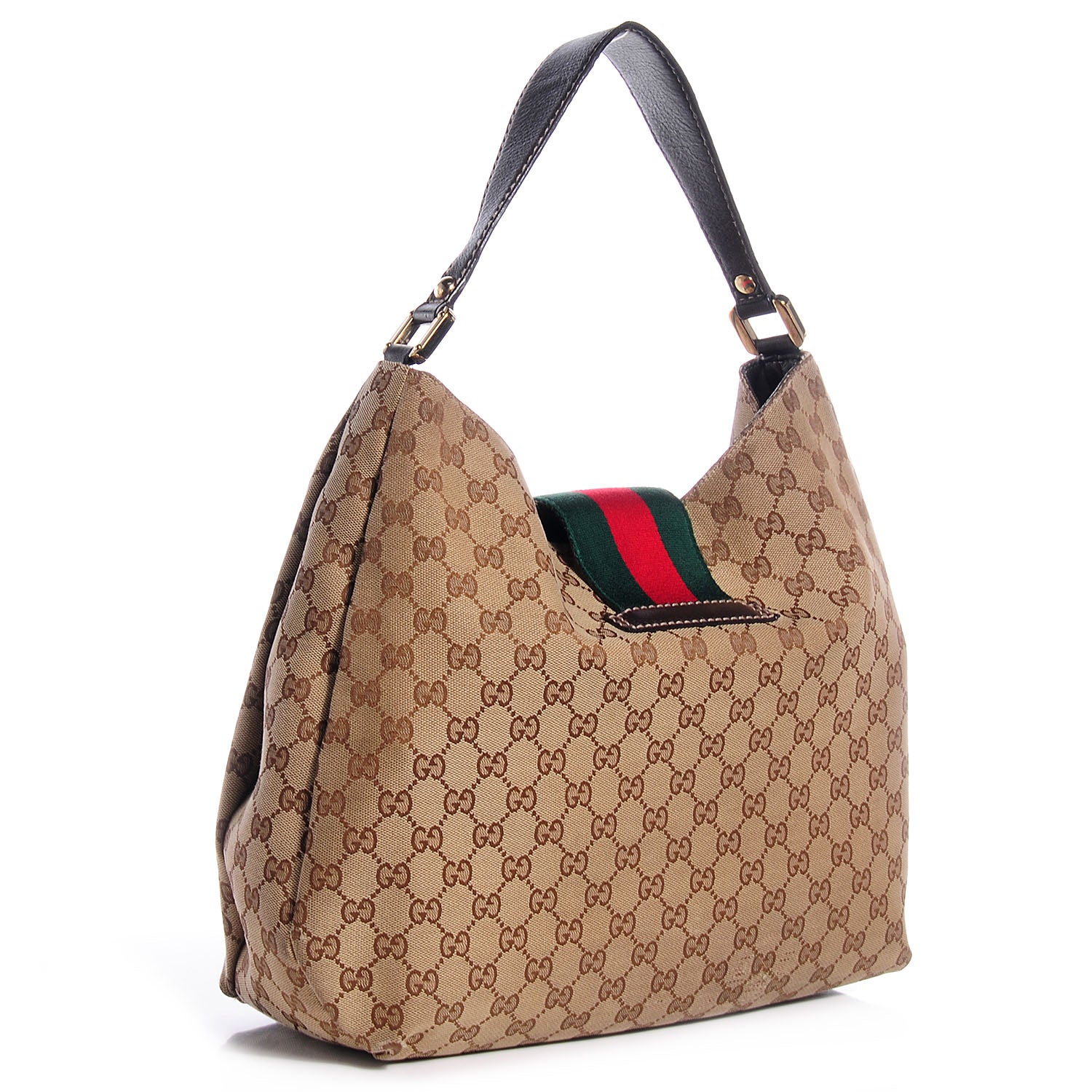 Gucci Monogram New Ladies Web Large Hobo Brown 3 of 7