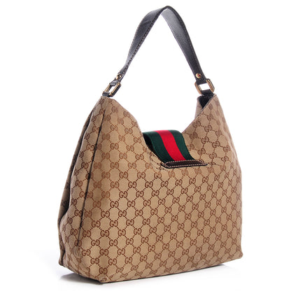 Gucci Monogram New Ladies Web Large Hobo Brown 3 of 7