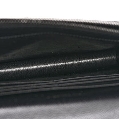 Saint Laurent Grain De Poudre Matelasse Chevron Monogram Monochrome Envelope Chain Wallet Black 5 of 13