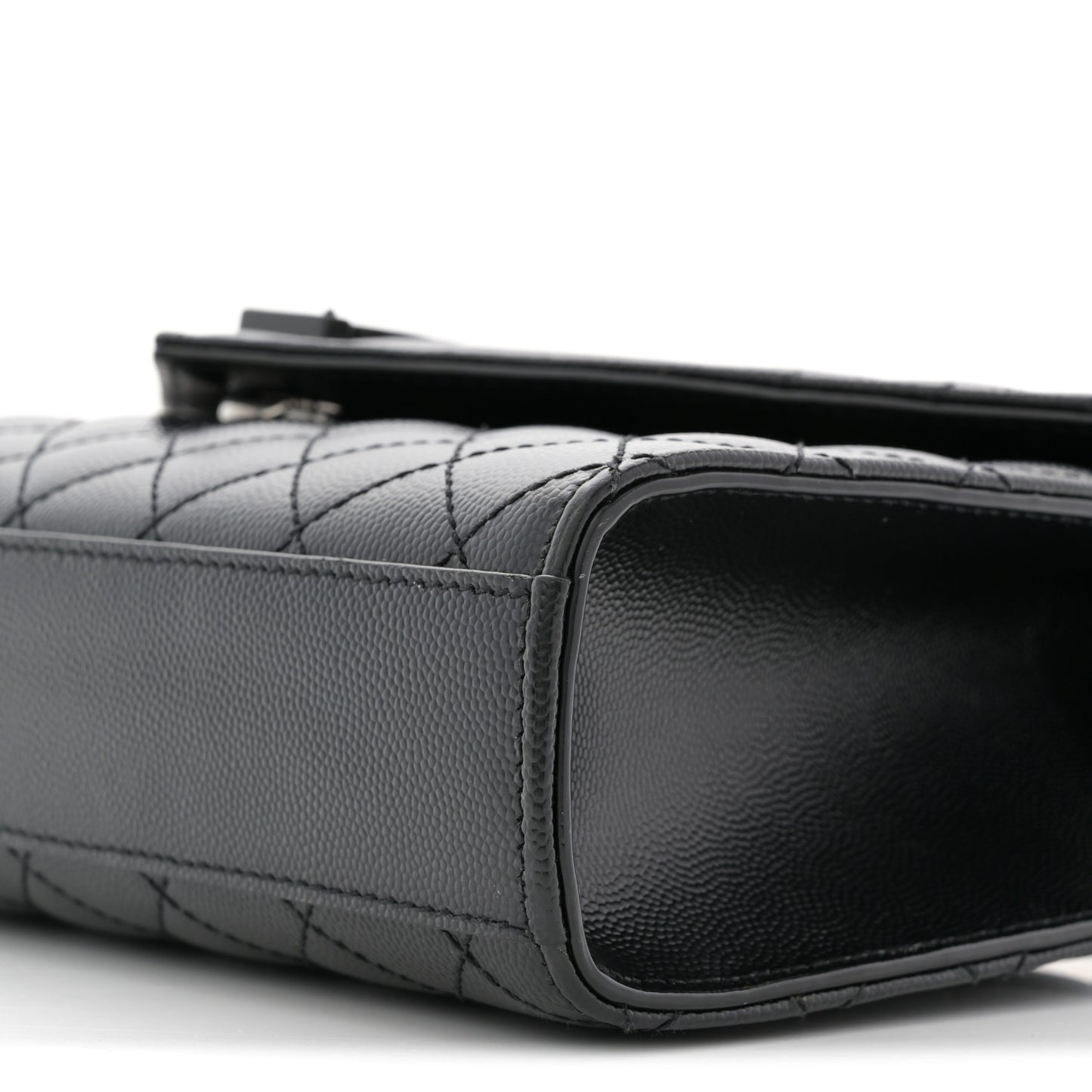 Grain De Poudre Textured Mixed Matelasse Triquilt Medium Monogram Monochrome Satchel Black