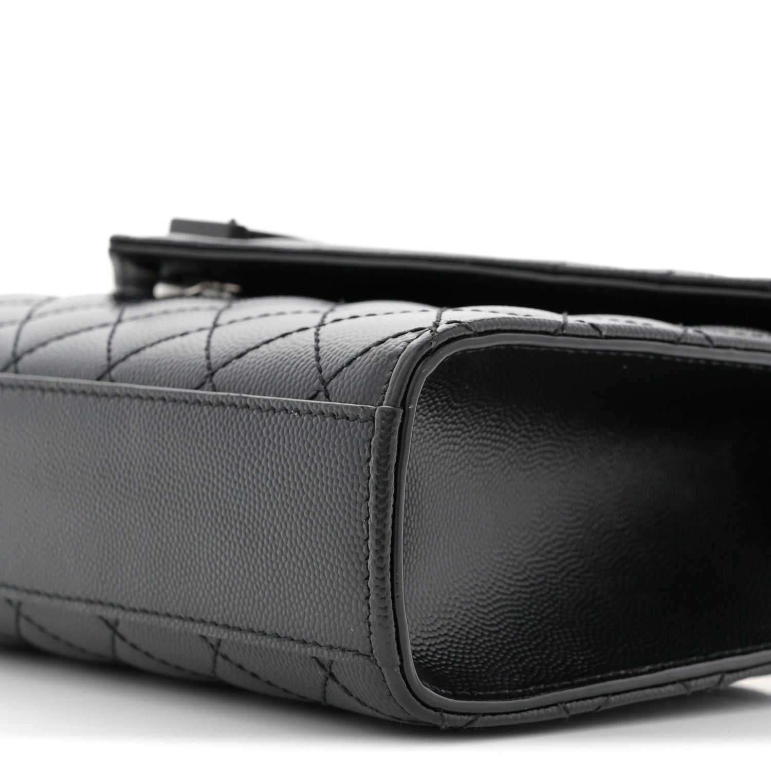 Saint Laurent Grain De Poudre Textured Mixed Matelasse Triquilt Medium Monogram Monochrome Satchel Black 10 of 10