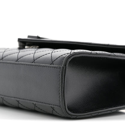 Saint Laurent Grain De Poudre Textured Mixed Matelasse Triquilt Medium Monogram Monochrome Satchel Black 10 of 10