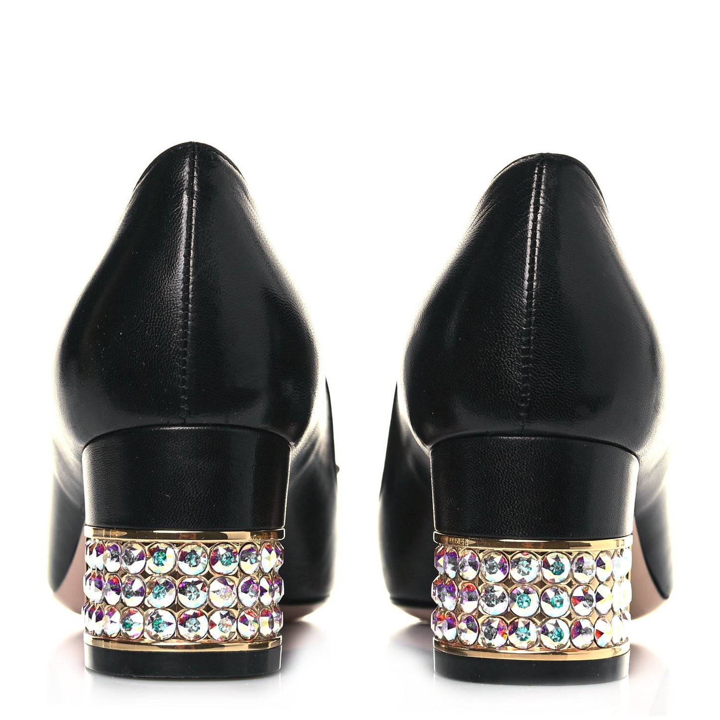 Malaga Kid Crystal Square G Madelyn Mid Heel Loafer Pumps 35.5 Black