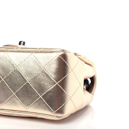 Chanel Metallic Lambskin Quilted Mini Square Flap Gold Black 9 of 11