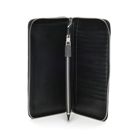 Prada Saffiano Large Zip Around Travel Wallet Nero Black 5 of 10