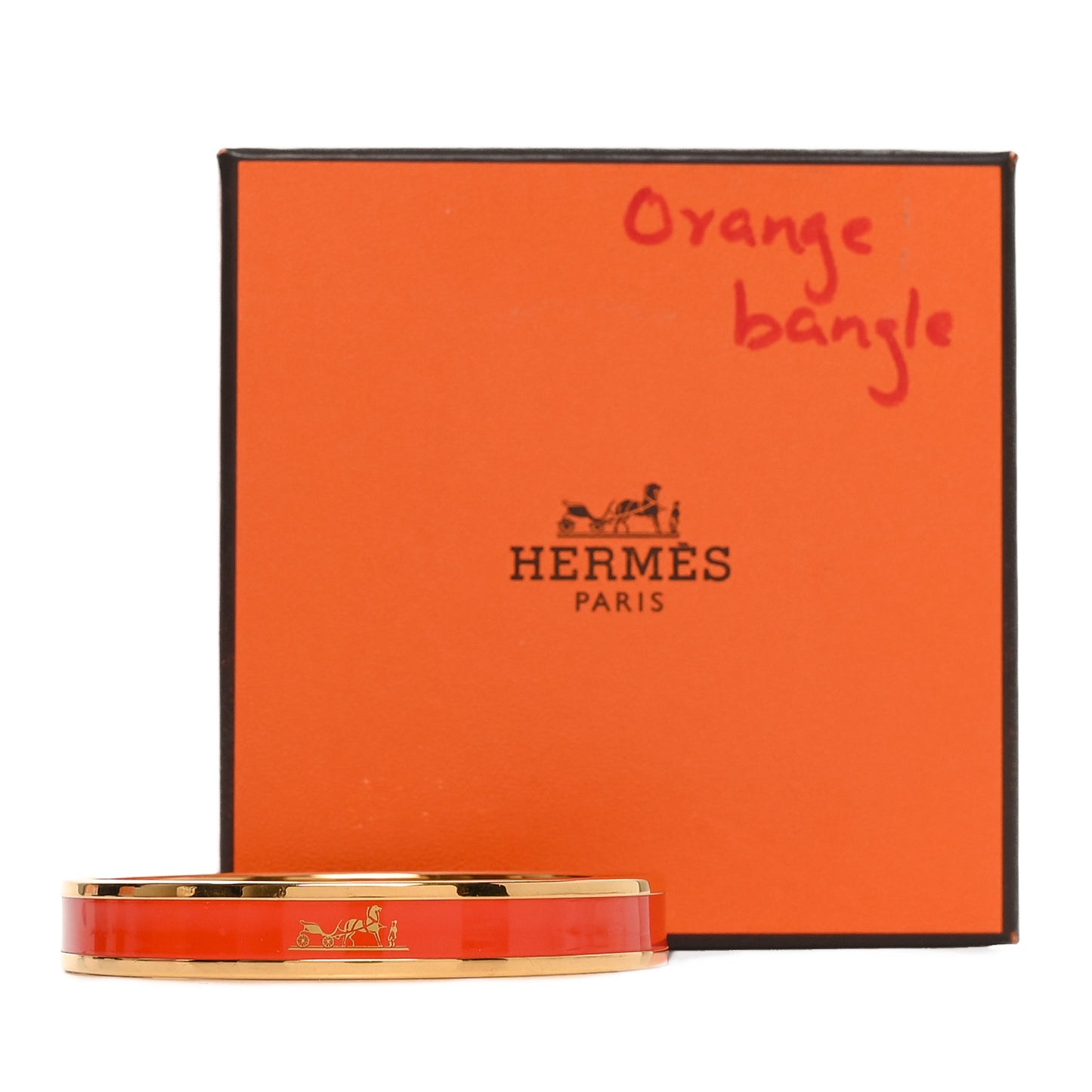 Enamel Printed Narrow Caleche Bracelet 65 Orange