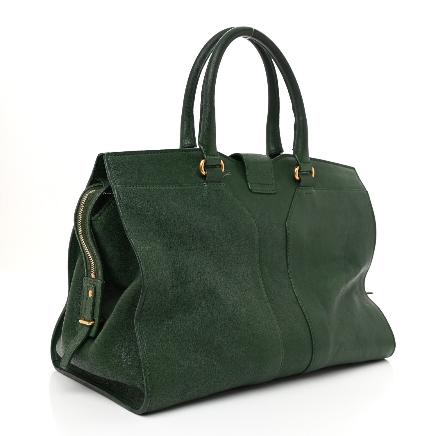 Saint Laurent Sheepskin Medium Cabas ChYc Tartan Green 2 of 10
