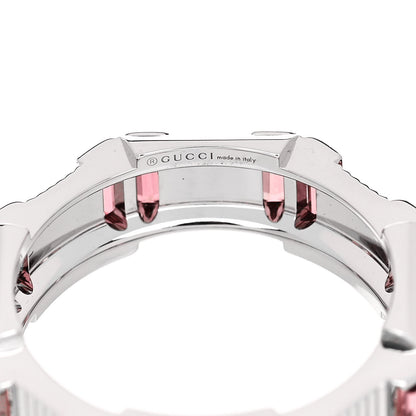 Gucci 18K White Gold Rubellite 6mm Link to Love Ring 53 6.25 4 of 7