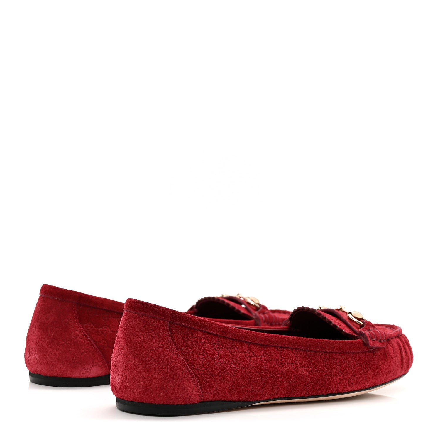 Gucci Suede Micro GG Horsebit Womens Kensington Moccasin Loafers 37 Rosso Ancora 5 of 10