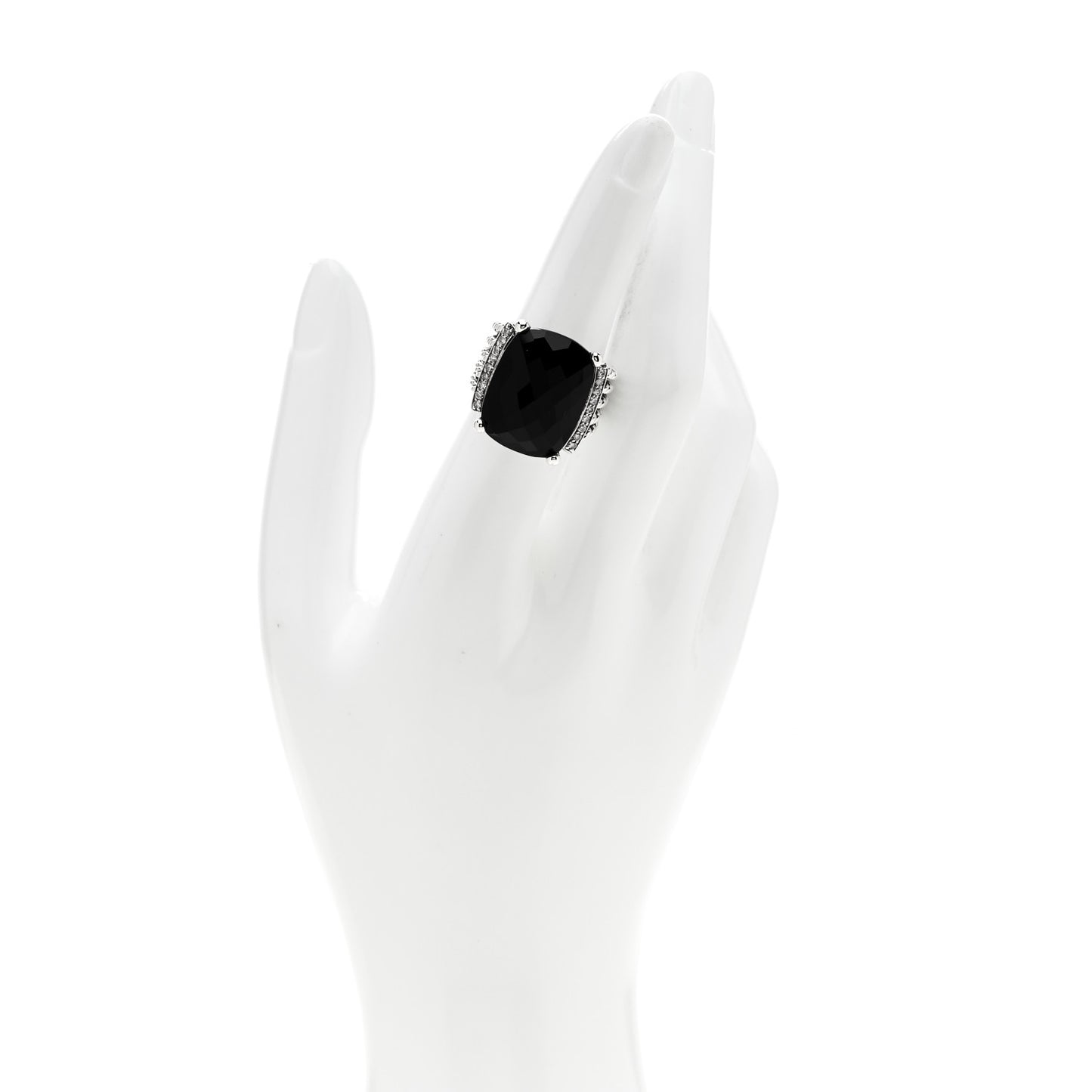 Sterling Silver Diamond Black Onyx 20mm Wheaton Ring 54 6.75