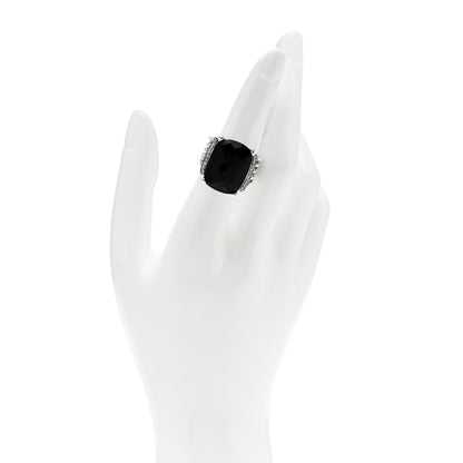 David Yurman Sterling Silver Diamond Black Onyx 20mm Wheaton Ring 54 6.75 2 of 6