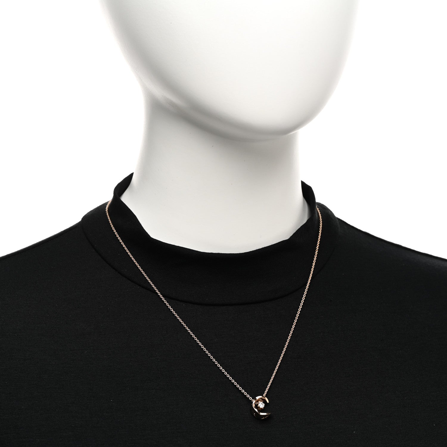 Chanel 18K Beige Gold Diamond Coco Crush C Necklace 2 of 5