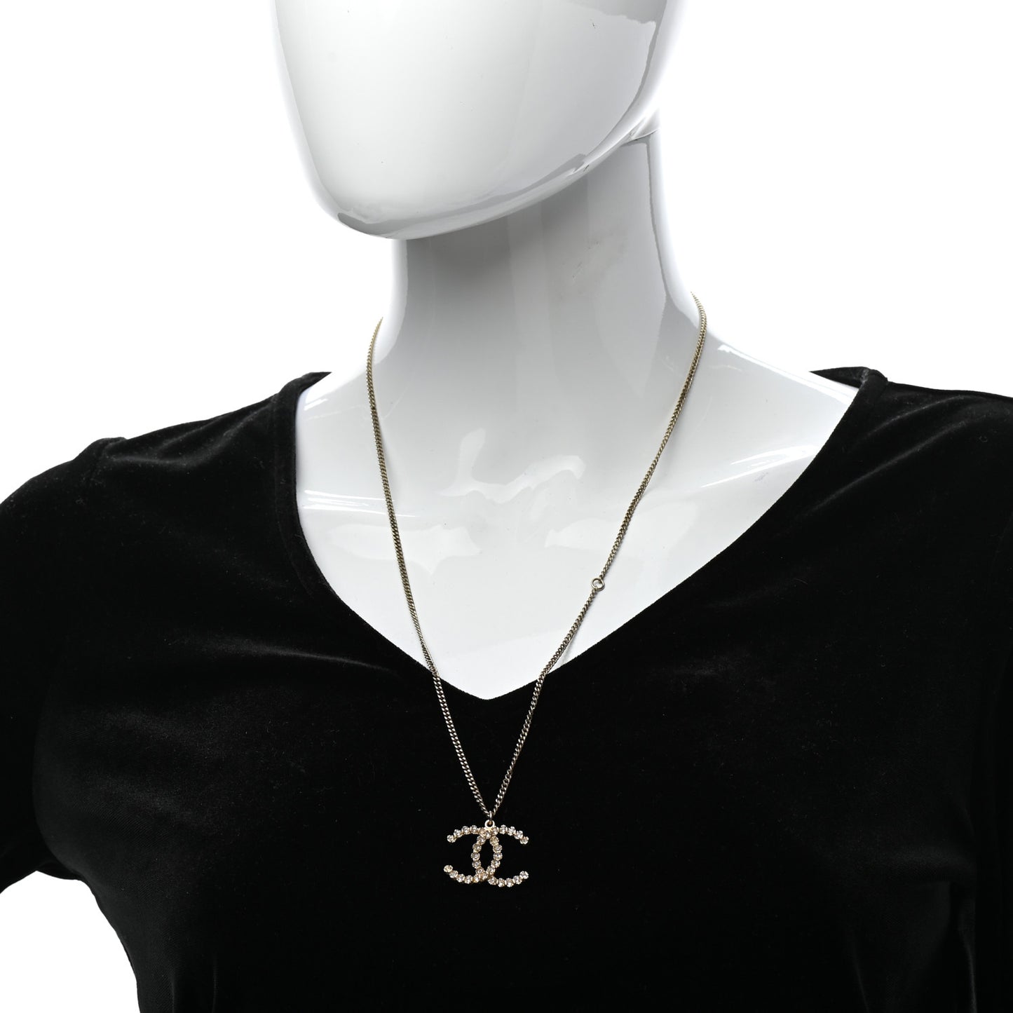 Crystal CC Pendant Necklace Gold
