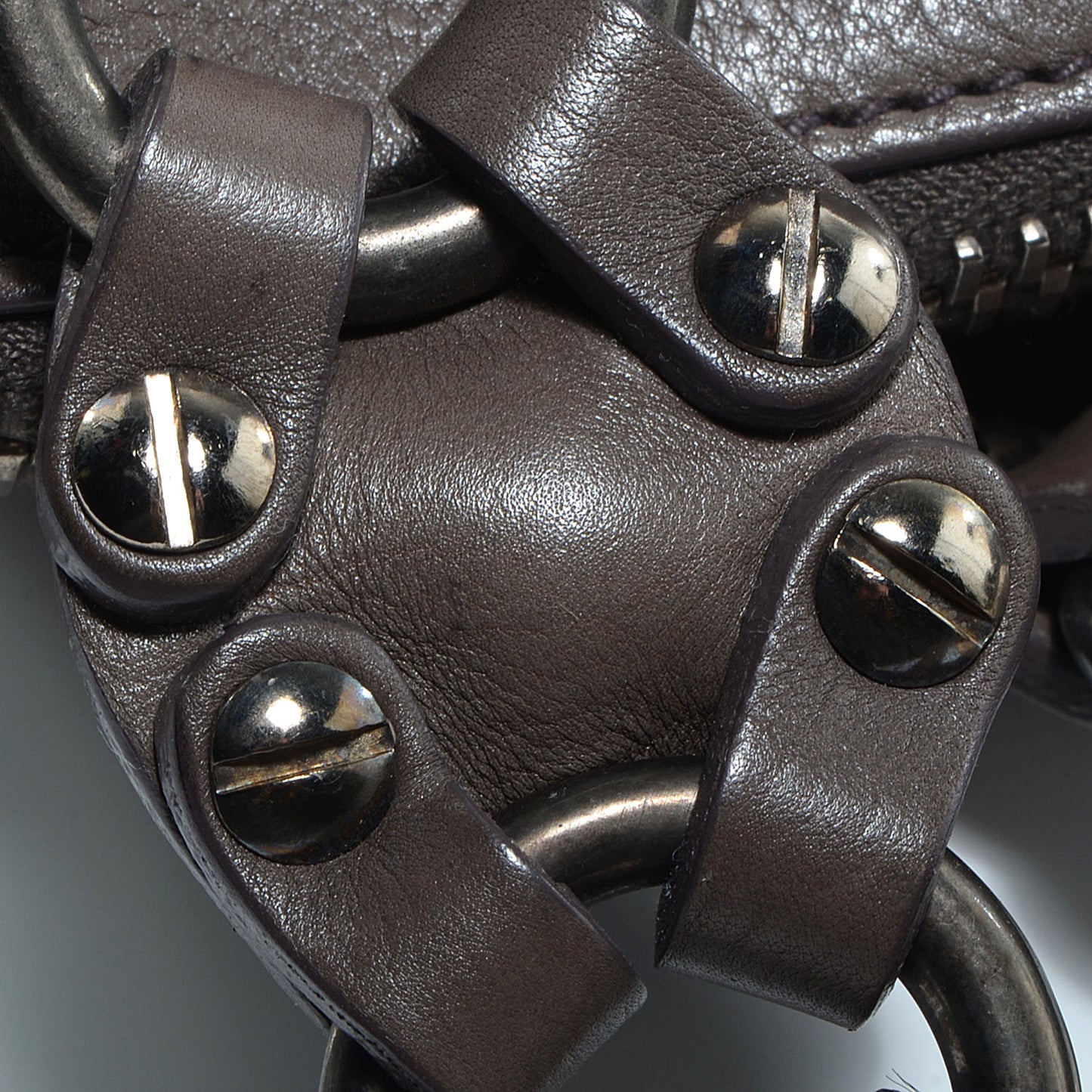Leather Zip Tote Fumo