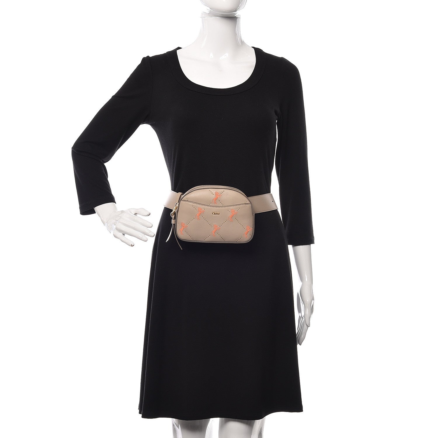 Chloe Smooth Calfskin Little Horses Embroidered Signature Belt Bag Pastel Grey 2 of 9