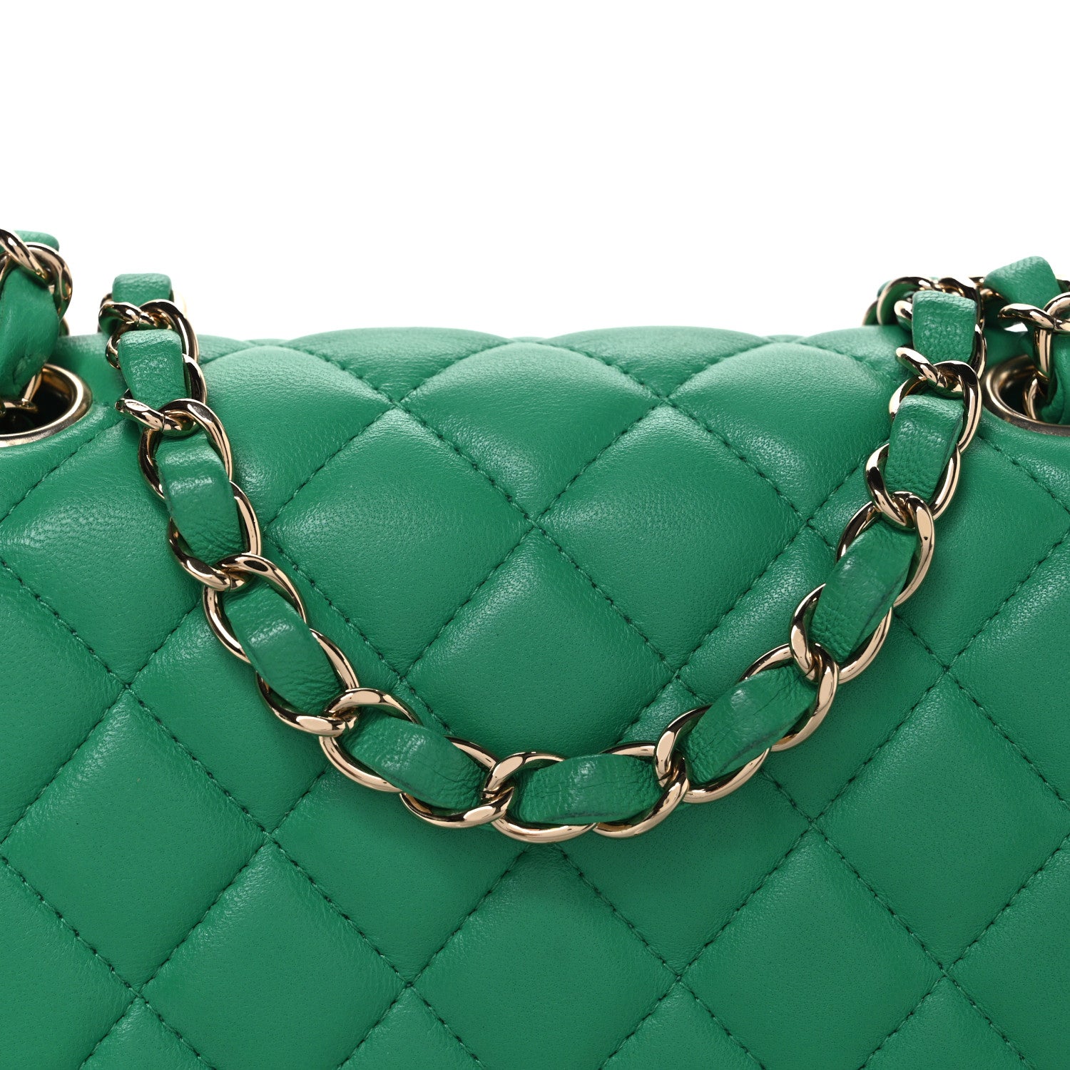 Chanel Lambskin Quilted Mini Square Flap Green 8 of 10