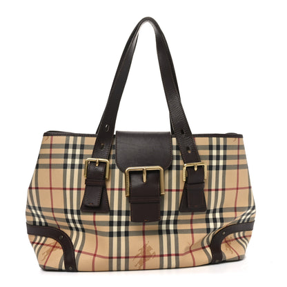 Burberry Haymarket Check Buckle Satchel Chocolate 1 of 9