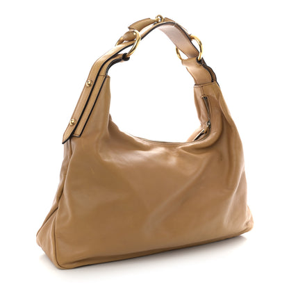 Gucci Calfskin Medium Horsebit Chain Hobo Tan 2 of 12