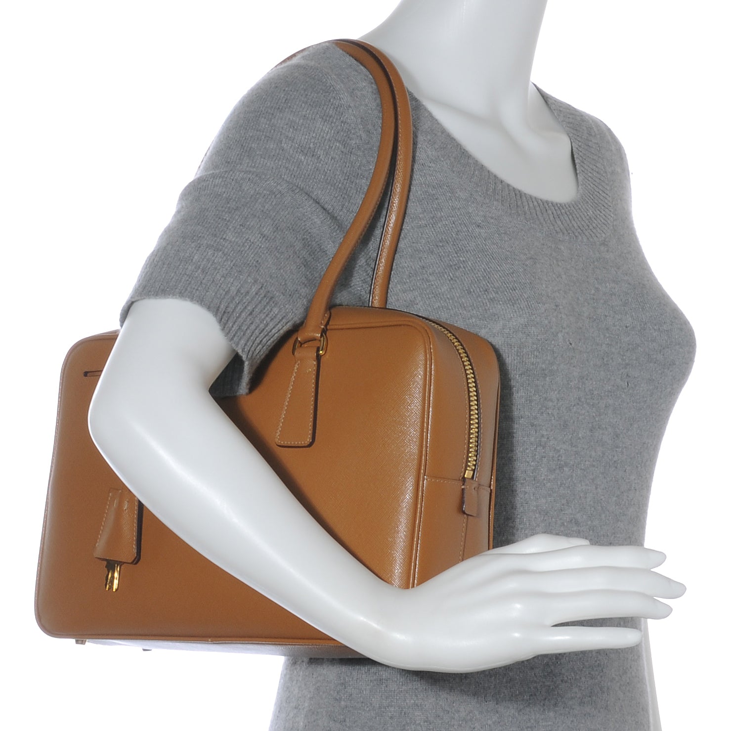 Prada Saffiano Lux Boston Caramel 2 of 8