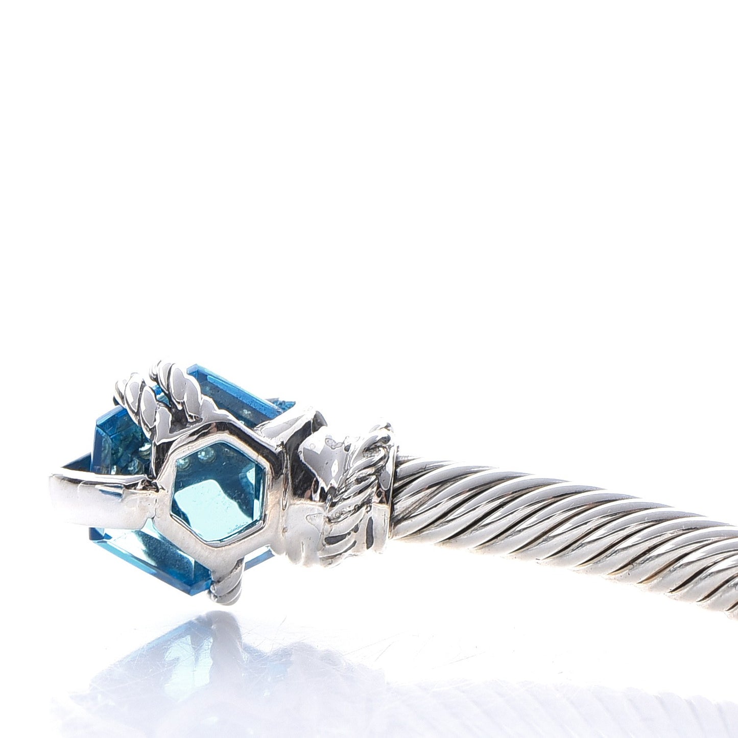 Sterling Silver Hampton Blue Topaz Diamond 4mm Cable Wrap Bracelet