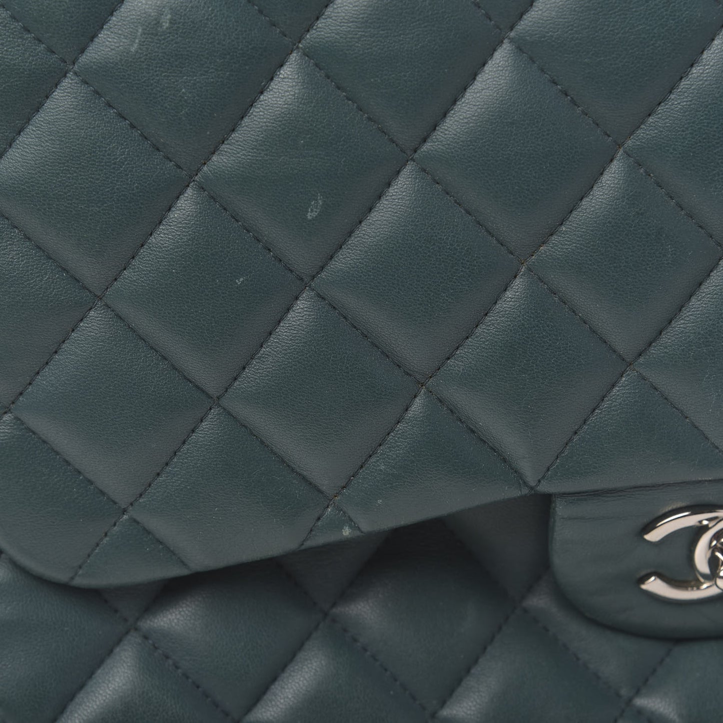 Lambskin Quilted Jumbo Single Flap Turquoise