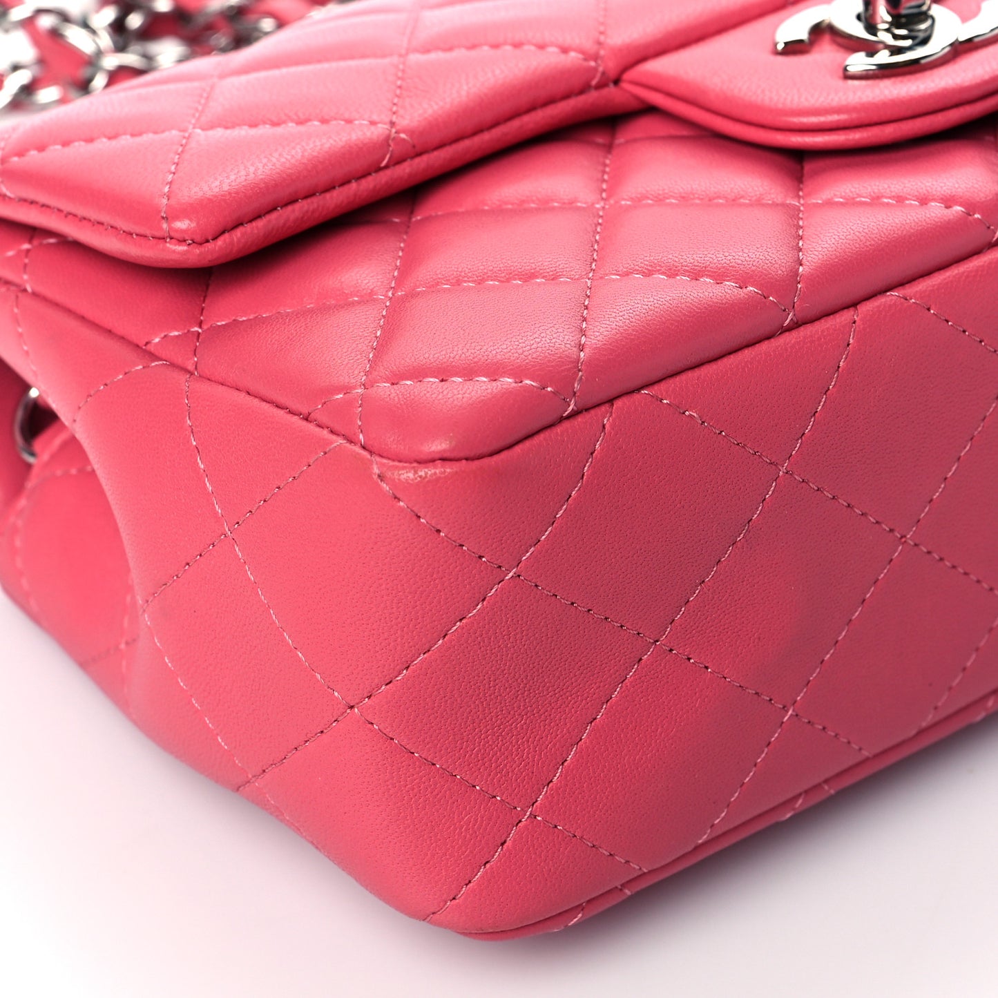 Lambskin Quilted Mini Rectangular Flap Pink
