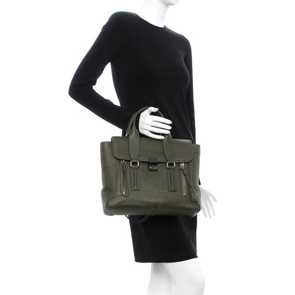 3.1 Phillip Lim 3.1 Textured Calfskin Medium Pashli Satchel Military Green 3 of 8
