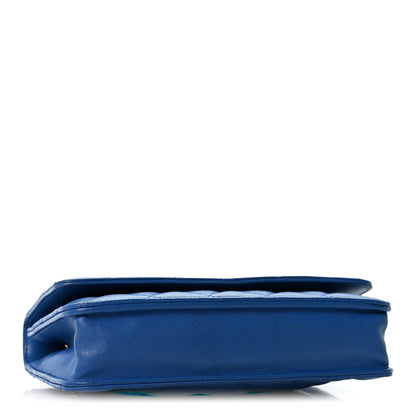 Chanel Lambskin Quilted Wallet On Chain WOC Blue 4 of 14