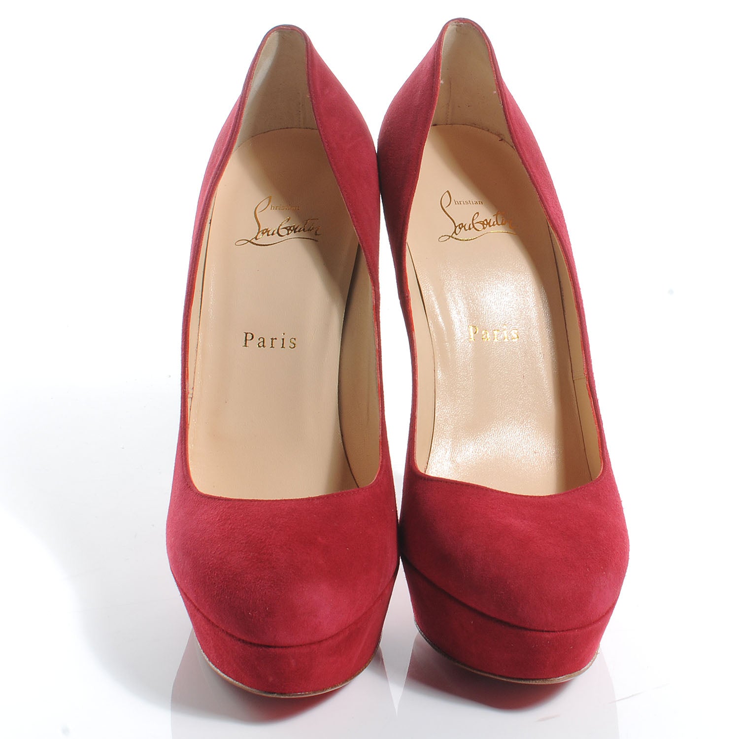 Christian Louboutin Suede Bianca Back Zip 140 Pumps 40.5 Red 2 of 7