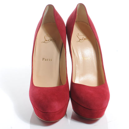 Christian Louboutin Suede Bianca Back Zip 140 Pumps 40.5 Red 2 of 7