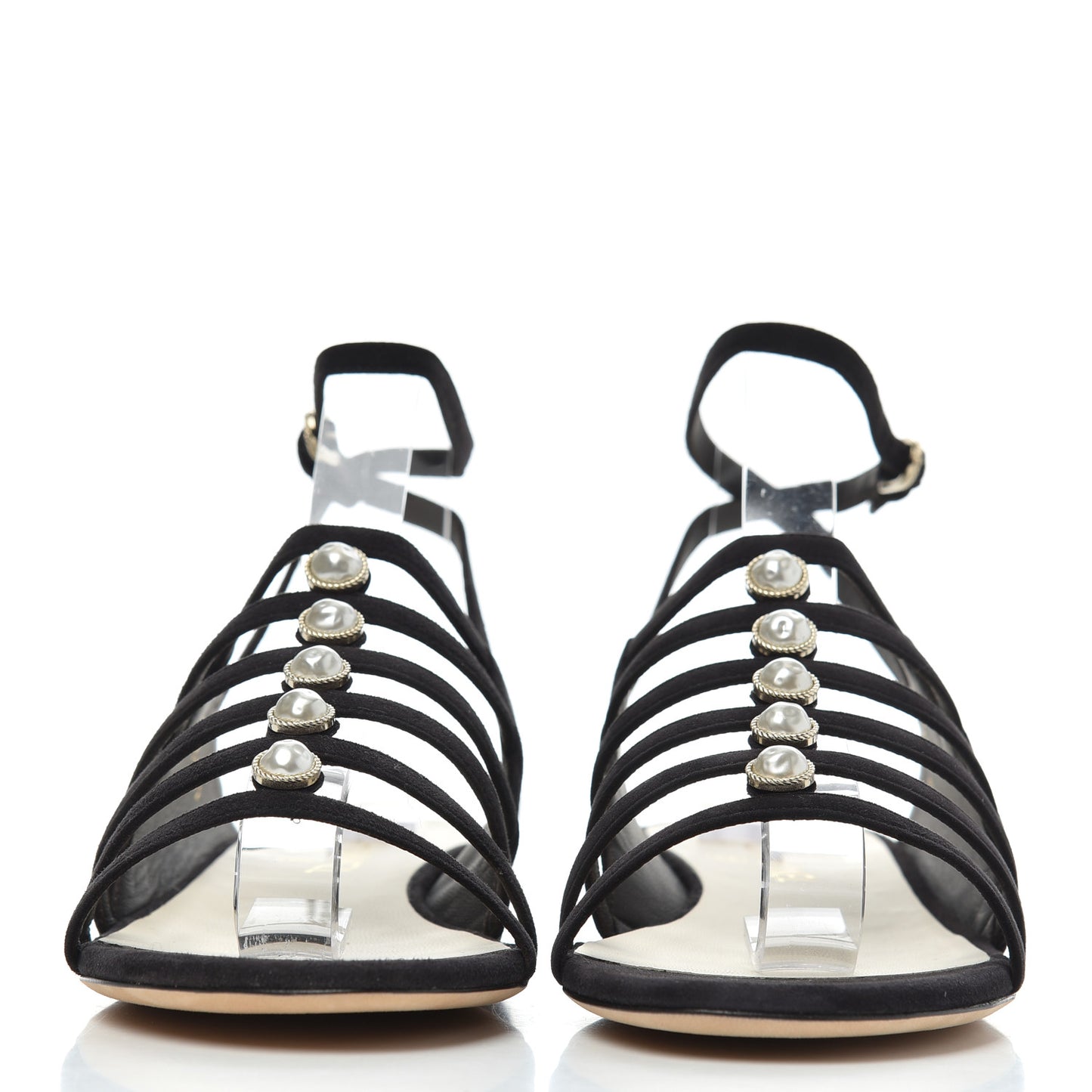 Suede Pearl Sandals 39 Black