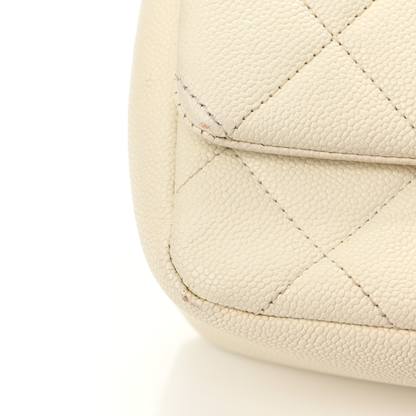 Shiny Caviar Quilted Small Chain Melody Flap White