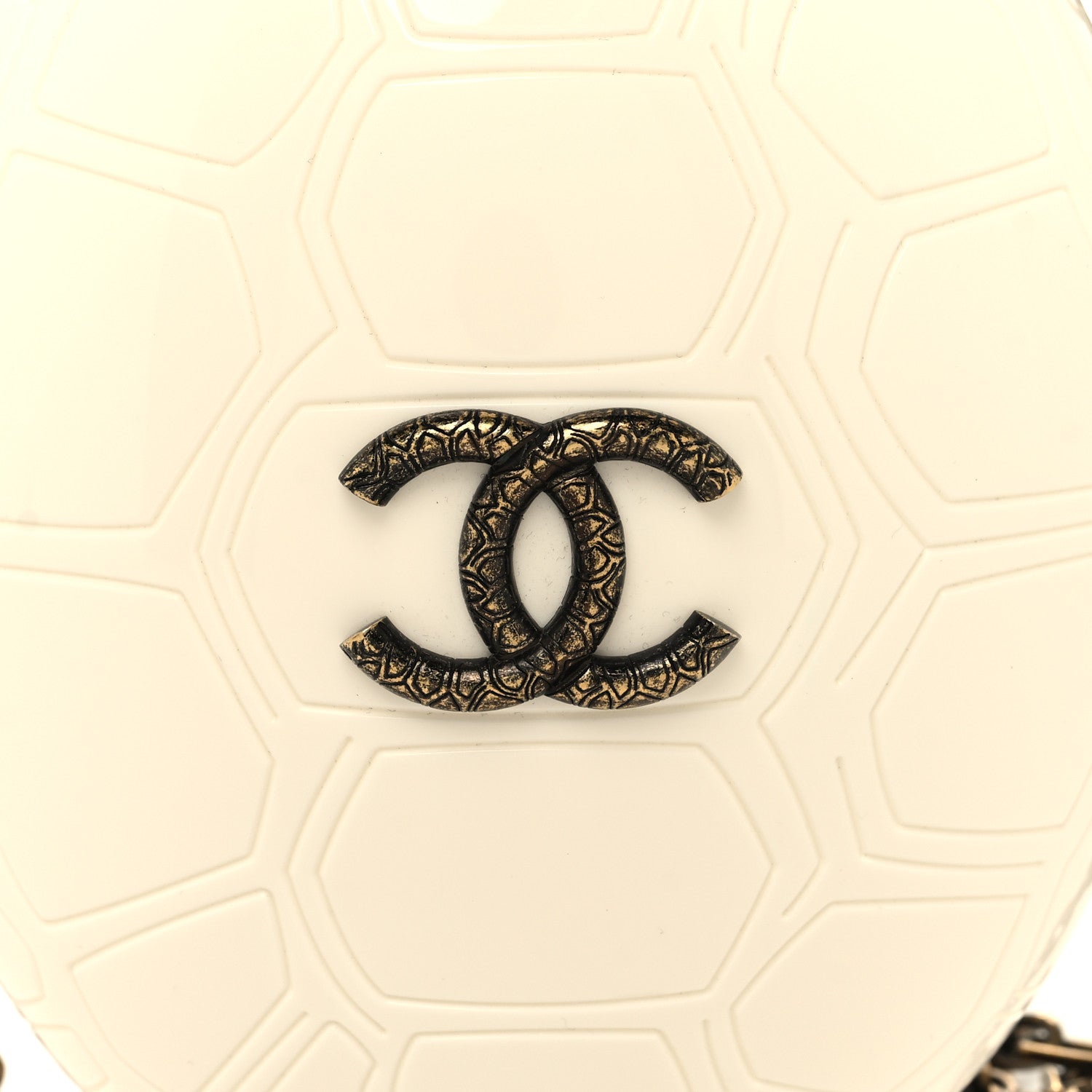 Chanel Plexiglass Shell CC Round Minaudiere Clutch White 7 of 10
