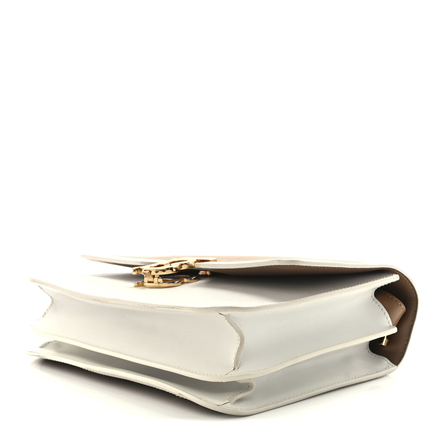 Smooth Calfskin Monogram Medium TB Bag Chalk White Camel