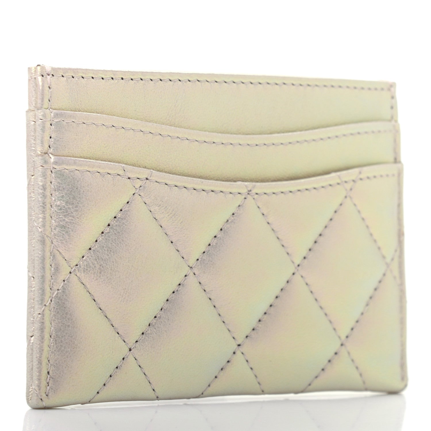Chanel Iridescent Lambskin Quilted Card Holder Ivory 3 of 8