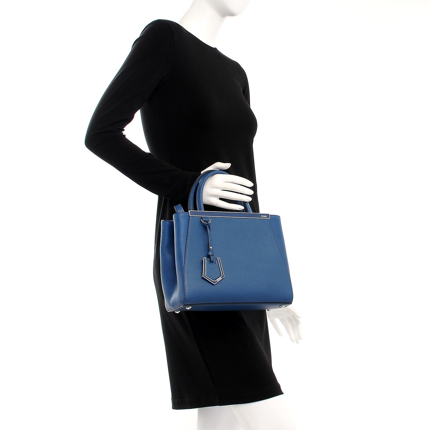 Fendi Vitello Elite Petite 2Jours Tote Blue Cobalto 3 of 9