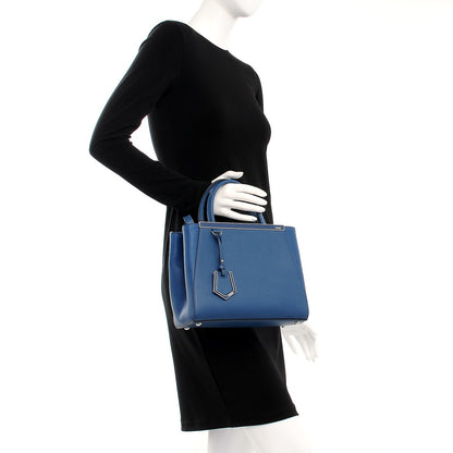Fendi Vitello Elite Petite 2Jours Tote Blue Cobalto 3 of 9