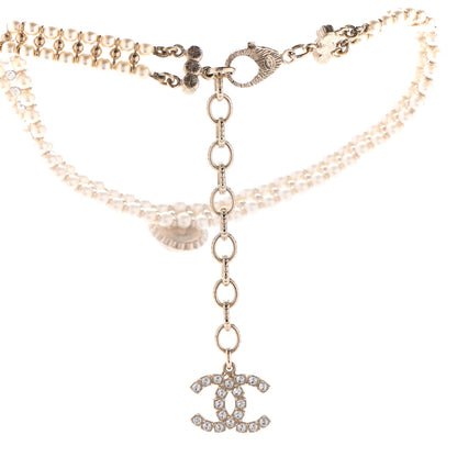 Chanel Pearl Crystal CC Choker Necklace Gold 4 of 5
