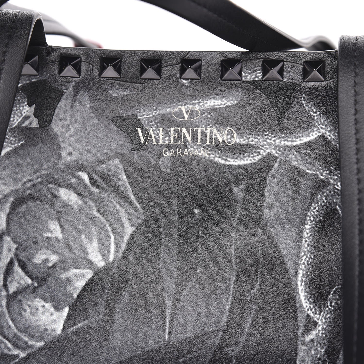 Valentino Garavani X UNDERCOVER Calfskin Print Rockstud Shoulder Tote Black 11 of 14