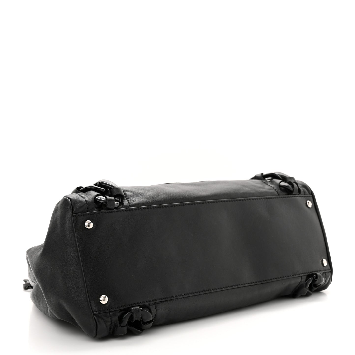Calfskin Modern Chain Rhodoid East West Tote Black
