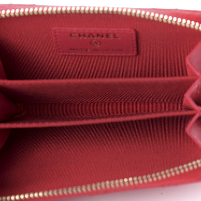 Chanel Lambskin Quilted Zip Around Coin Purse Wallet Light Red 5 of 7