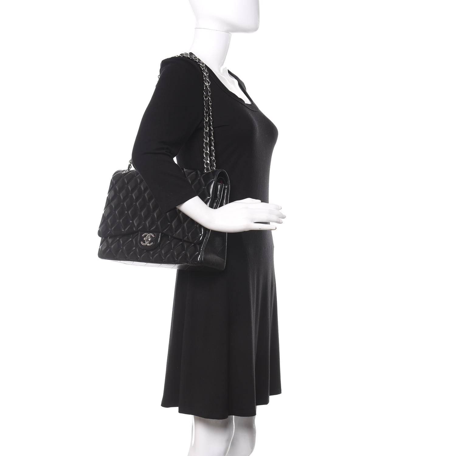 Chanel Lambskin Quilted Maxi Double Flap Black 2 of 15