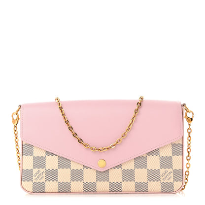 Louis Vuitton Damier Azur Calfskin Pochette Felicie Eau De Rose 3 of 11